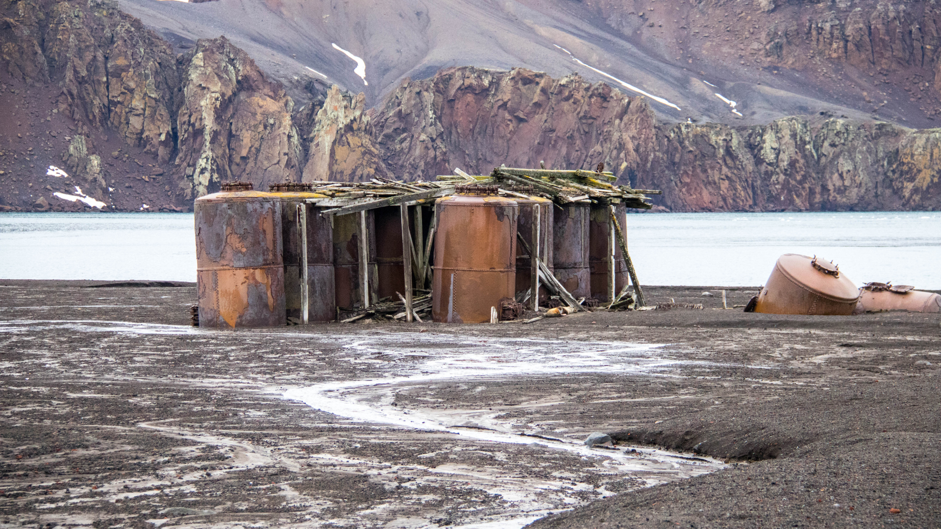 Early 20th century whaling station on Deception Island, Antarctica