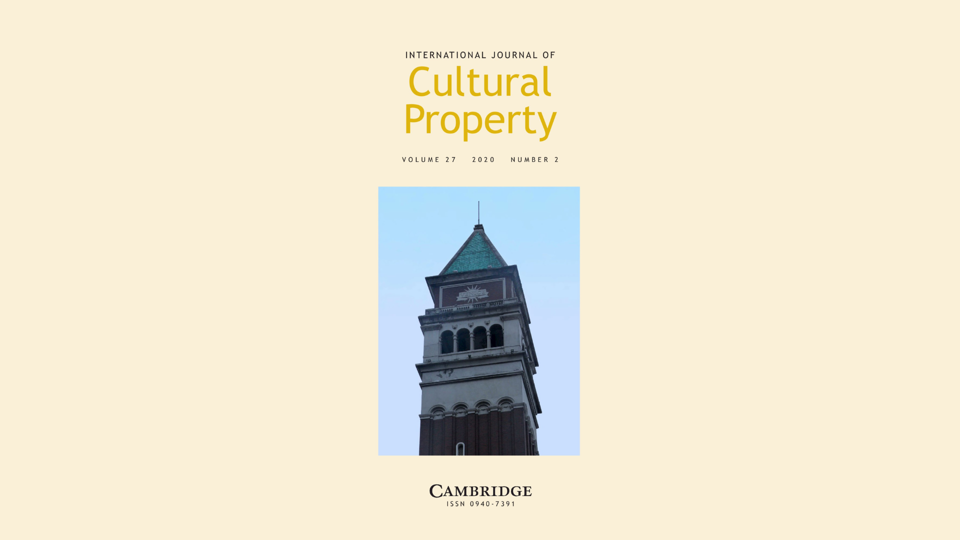 Cover of the Cambridge International Journal of Cultural Property