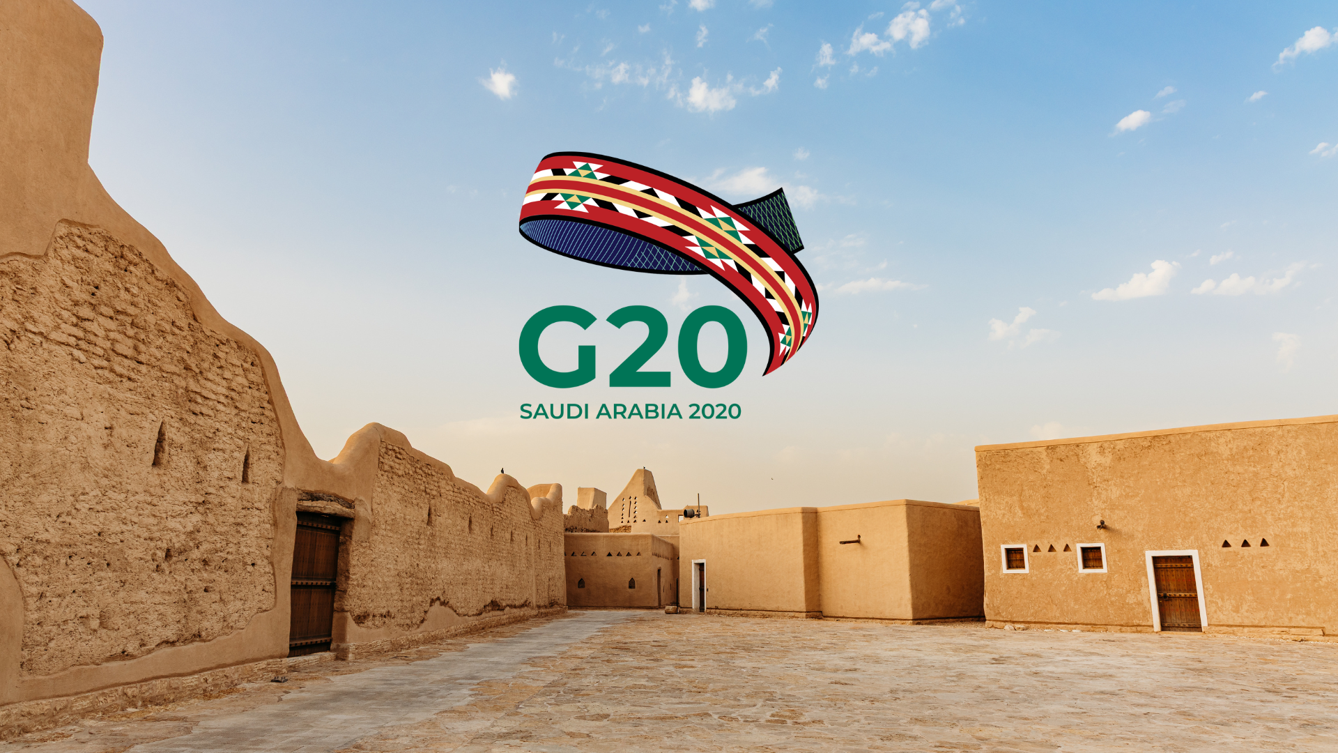 G20 logo with Saudi landscape in the background. Logo © Saudi Ministry of Culture