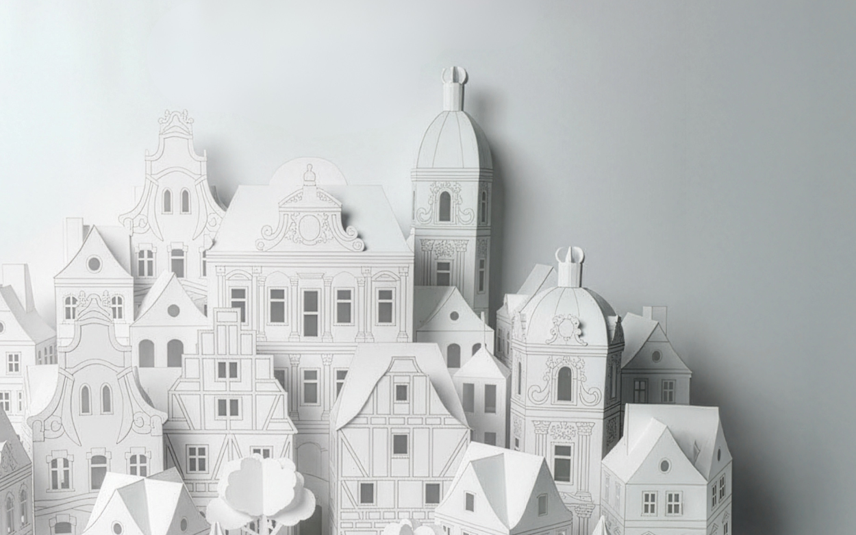 Design showing different buildings featuring different European architecture styles of European historic architecture