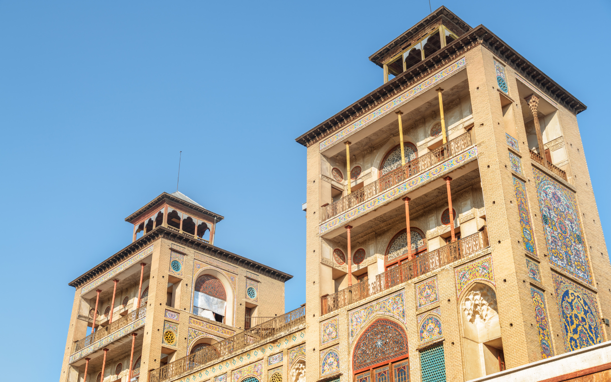 Picture showing the two main towers of the Golestan Palace, Tehran, Iran