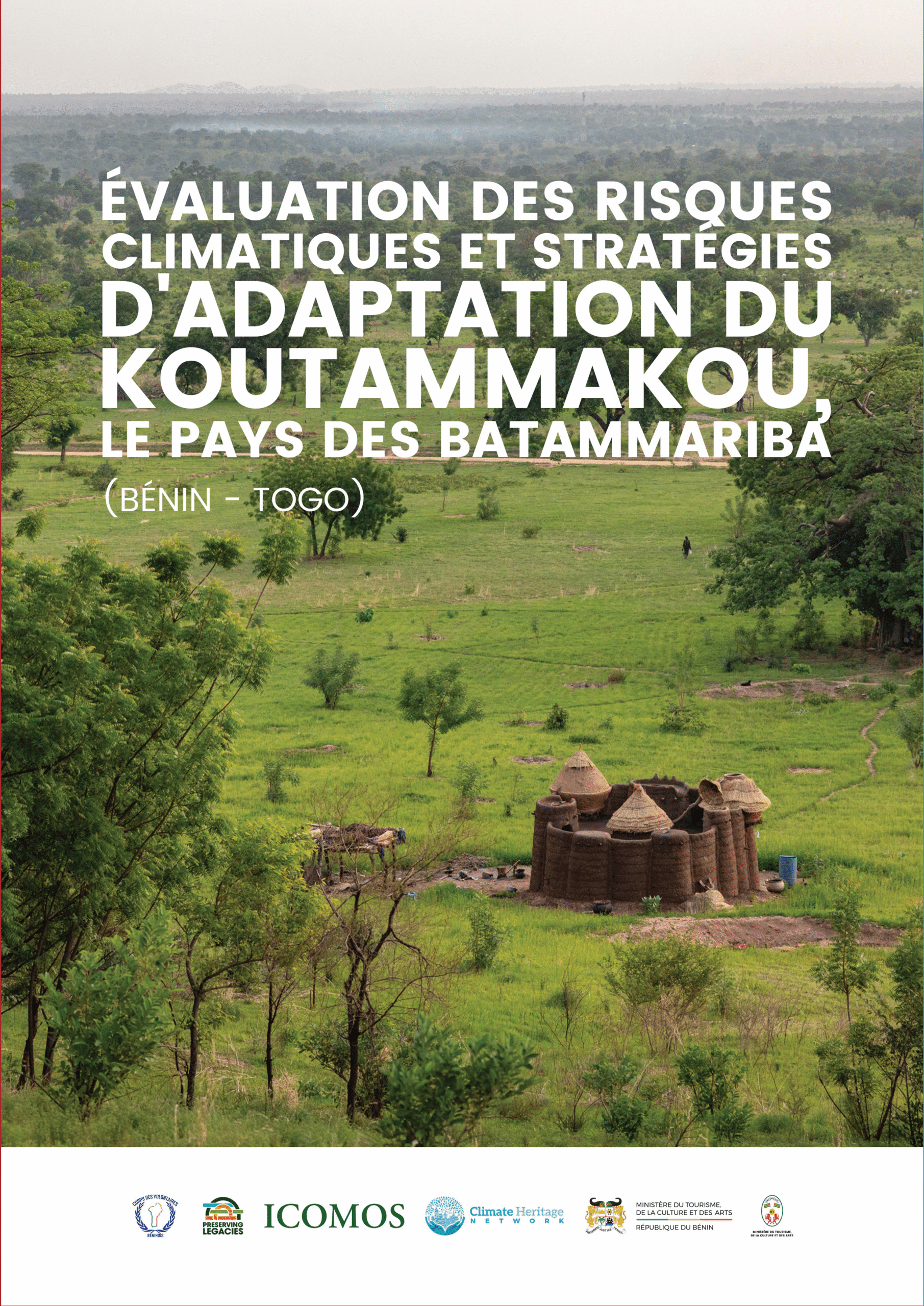 Cover image of the Koutammakou Risk Assessment report by Preserving Legacies, ICOMOS and partners